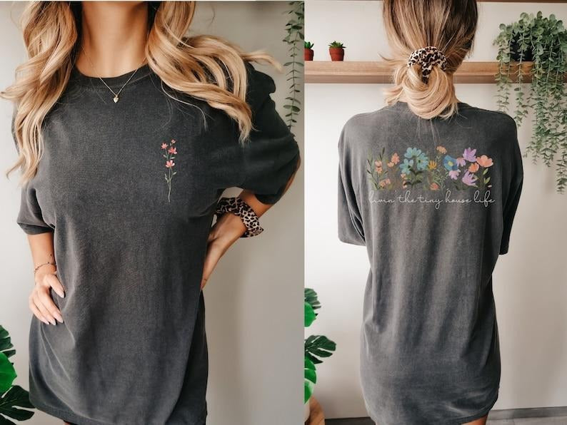 2 Slide Livin Tiny House Life Tiny House Cute Little House Wildflower Shirt Tiny House Flower Shirt Modern Tiny House T-Shirts, Hoodie, Sweatshirt - T-Shirt, Sweatshirt, Hoodie