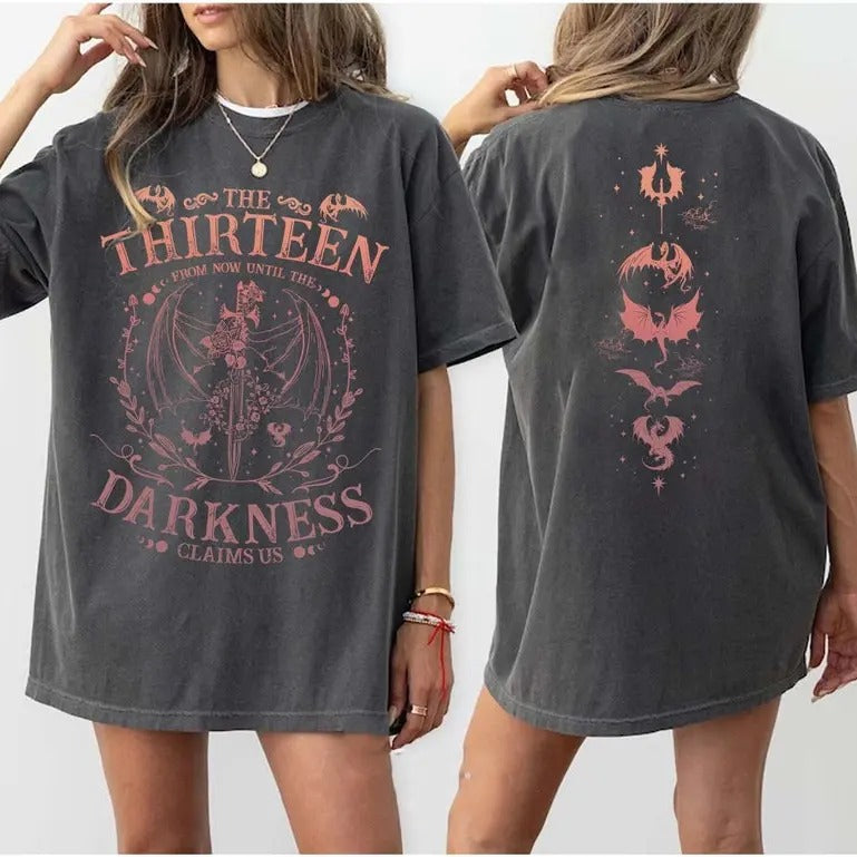 2 Slides Thirteen Throne Glass Now Until Darkness Claims Us Shirt Sjm We Are Thirteen Bookish Bookworm T-Shirts, Hoodie, Sweatshirt - T-Shirt, Sweatshirt, Hoodie