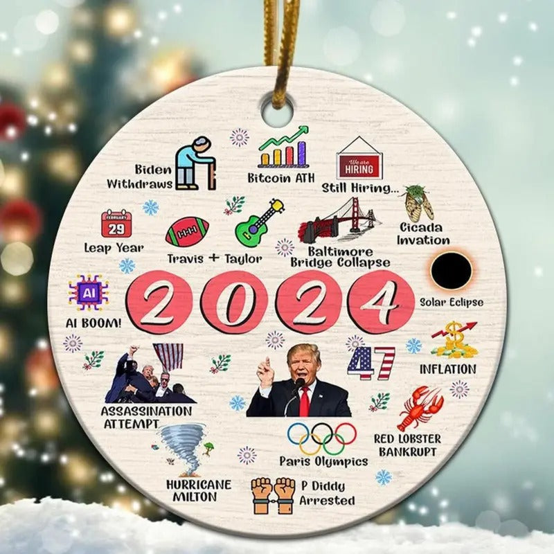 2024 Ornament 2024 Year Review Ornament Major Notable Events Ornament Funny Cute Year Remember Commemorative Ornament T-Shirts, Hoodie, Sweatshirt - T-Shirt, Sweatshirt, Hoodie