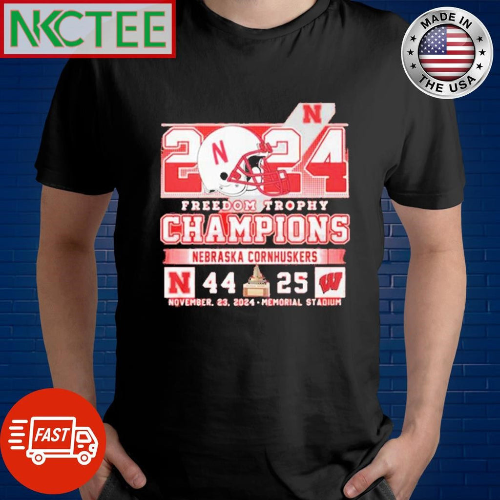 2024 Freedom Trophy Champions Nebraska 44-25 Wisconsin Shirt Unisex T-shirt, Sweatshirt, Hoodie, Long Sleeve Tee - T-Shirt, Sweatshirt, Hoodie