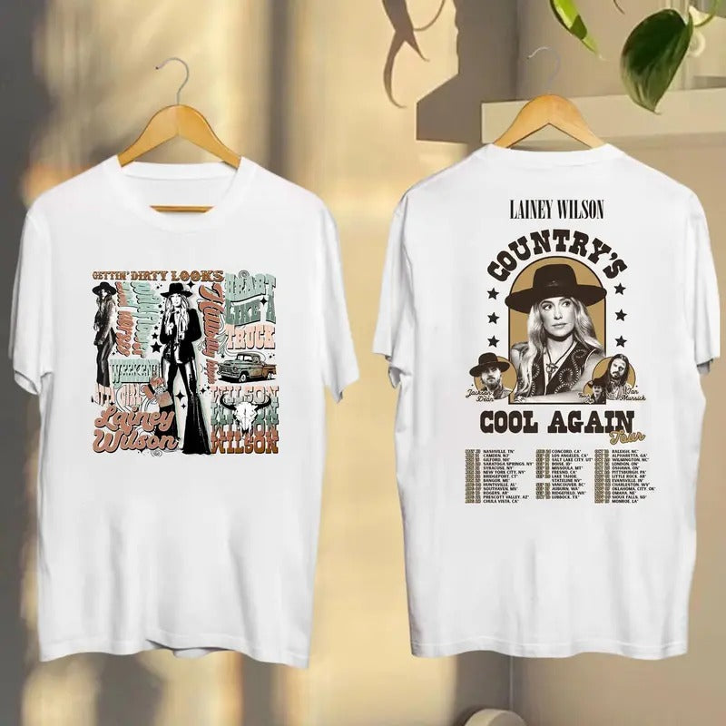 2024 Lainey Wilson Country'S Cool Again Tour Shirt Lainey Wilson Fan Shirt Lainey Wilson 90s Vintage Shirt Classic Cotton T-Shirts, Hoodie, Sweatshirt - T-Shirt, Sweatshirt, Hoodie