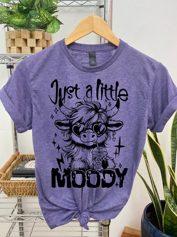 #223 Just Little Moody Cute Baby Highland Cow Print Crew Neck T-Shirts, Hoodie, Sweatshirt - T-Shirt, Sweatshirt, Hoodie