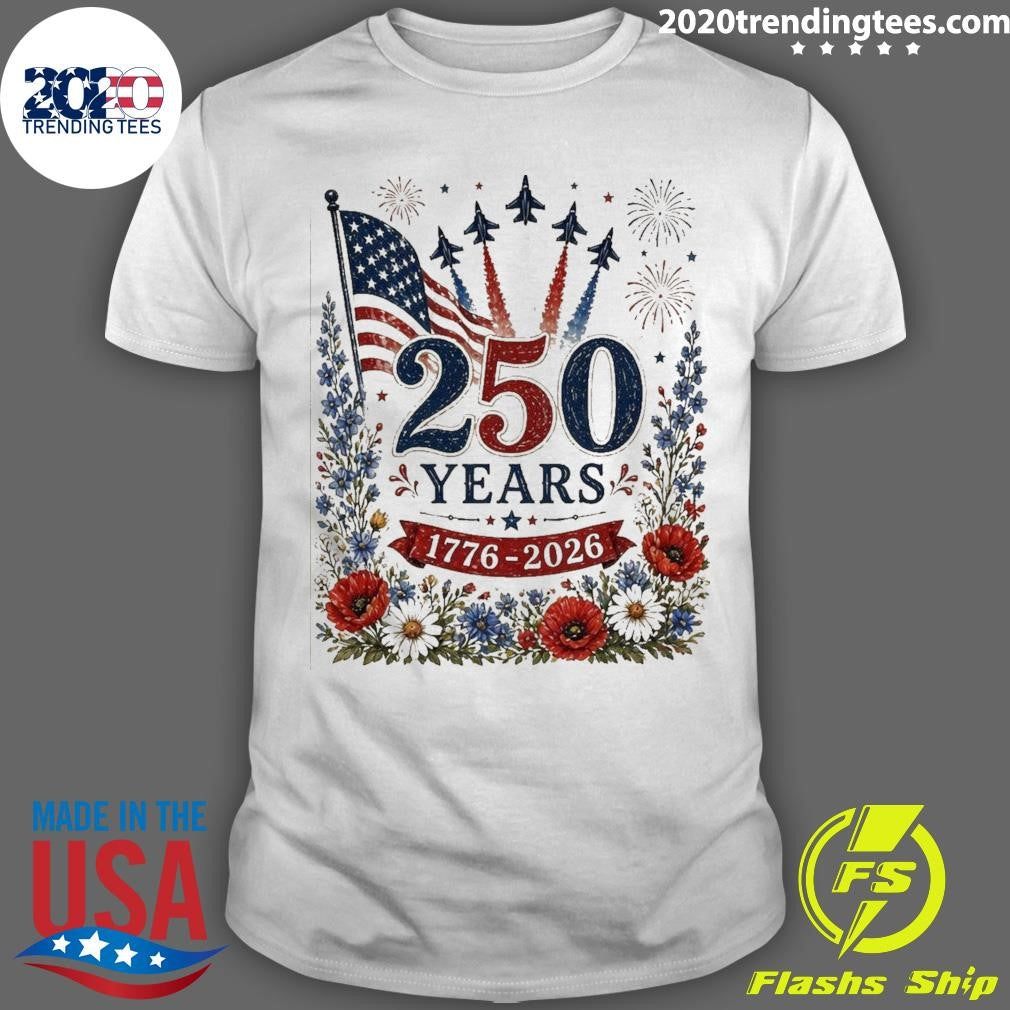 250 Years 1776-2026 Patriotic Garden Flag Flag Outdoor Decor American Anniversary Shirt Unisex T-shirt, Sweatshirt, Hoodie, Long Sleeve Tee - T-Shirt, Sweatshirt, Hoodie