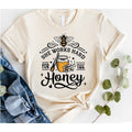 #254 She Works Hard Honey Bee Print Crew Neck T-Shirts, Hoodie, Sweatshirt - T-Shirt, Sweatshirt, Hoodie