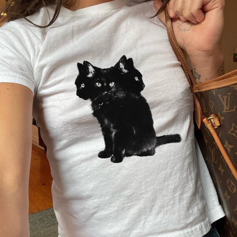 3 Headed Cat Baby Spooky Halloween Grunge Emo Top Y2K Gothic Autumn Softstyle T-Shirts, Hoodie, Sweatshirt - T-Shirt, Sweatshirt, Hoodie