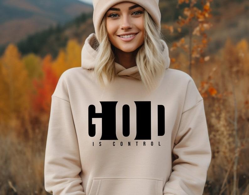 God Is Control Cotton Heather Color Crew Neck 3 4 Length Inspirational All Seasons Polyester T-Shirts, Hoodie, Sweatshirt - T-Shirt, Sweatshirt, Hoodie