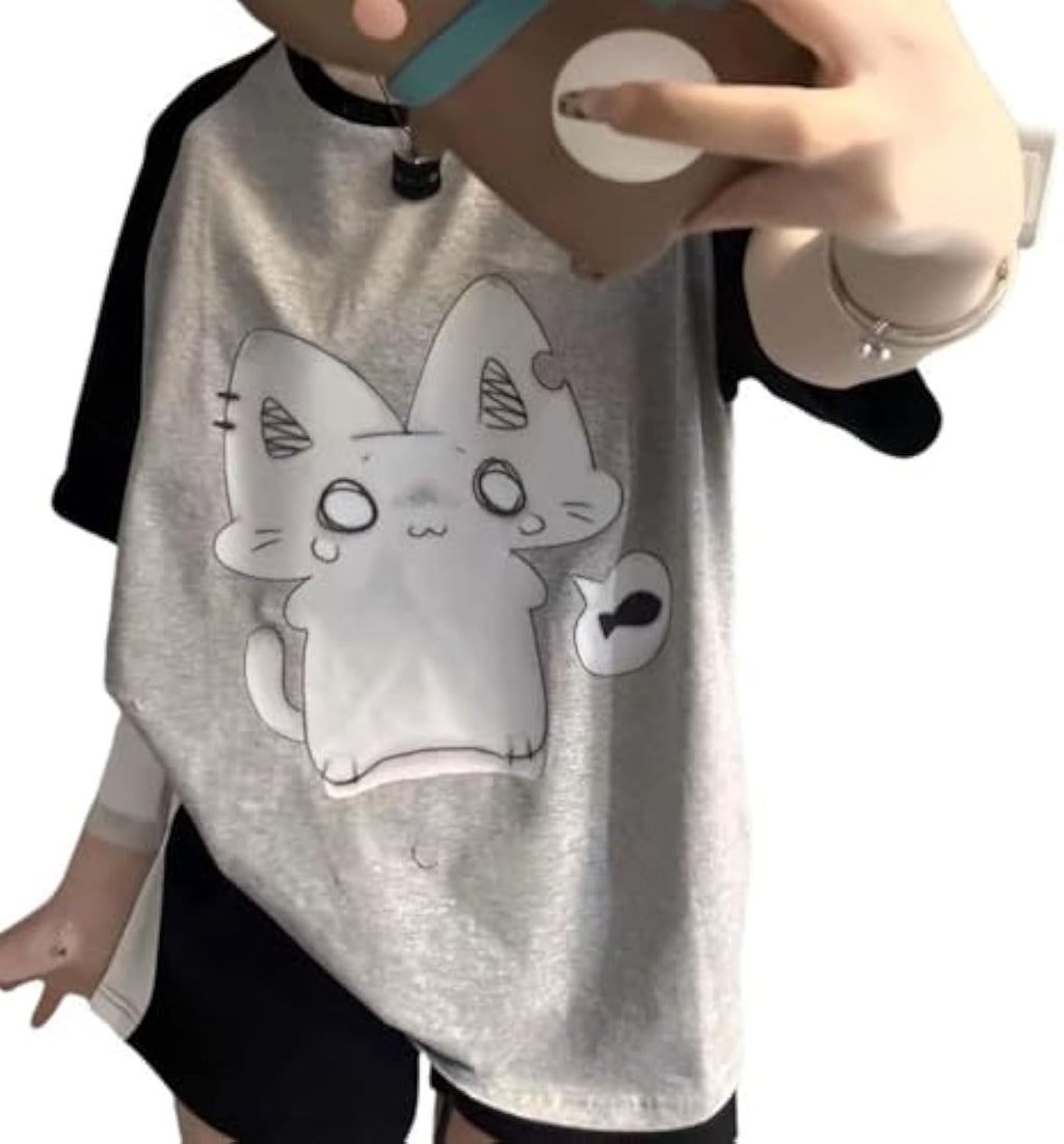 Harajuku Y2k Cutecore Kawaii Anime Graphic Tees Oversized Streetwear Shirts 2000s Fairy Grunge Pastel Goth Clothes - T-Shirt, Sweatshirt, Hoodie