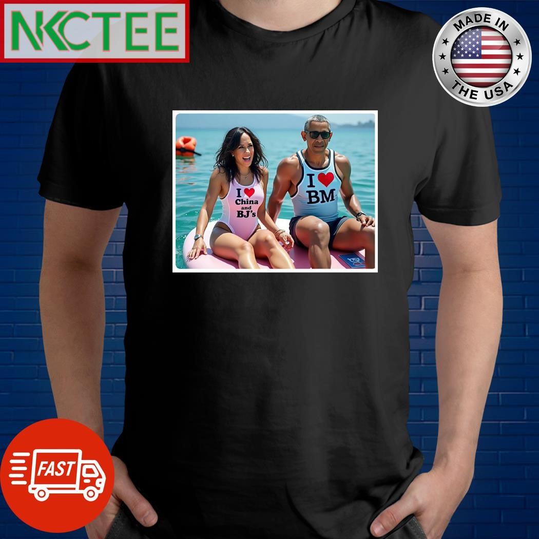 Kamala Harris wear bikini I love China and BJ’s  Obama wear I love BM shirt Unisex T-shirt, Sweatshirt, Hoodie, Long Sleeve Tee - T-Shirt, Sweatshirt, Hoodie