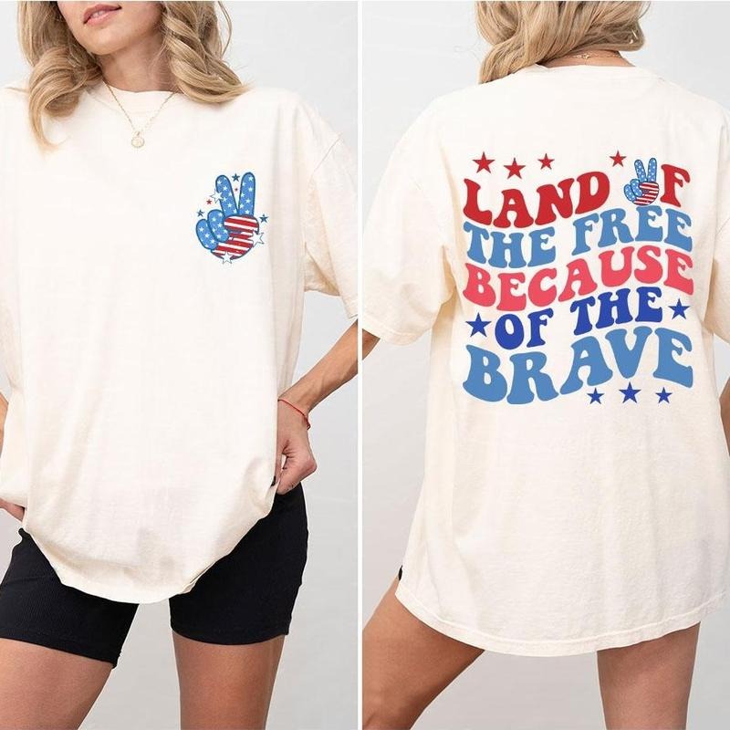 4th July Shirts Land Free Because Brave 4th July 1776 America Fourth July Independence Day Shirt Retro 4th July Outfits American Independence Day Parade Outfits Top T-Shirts, Hoodie, Sweatshirt - T-Shirt, Sweatshirt, Hoodie