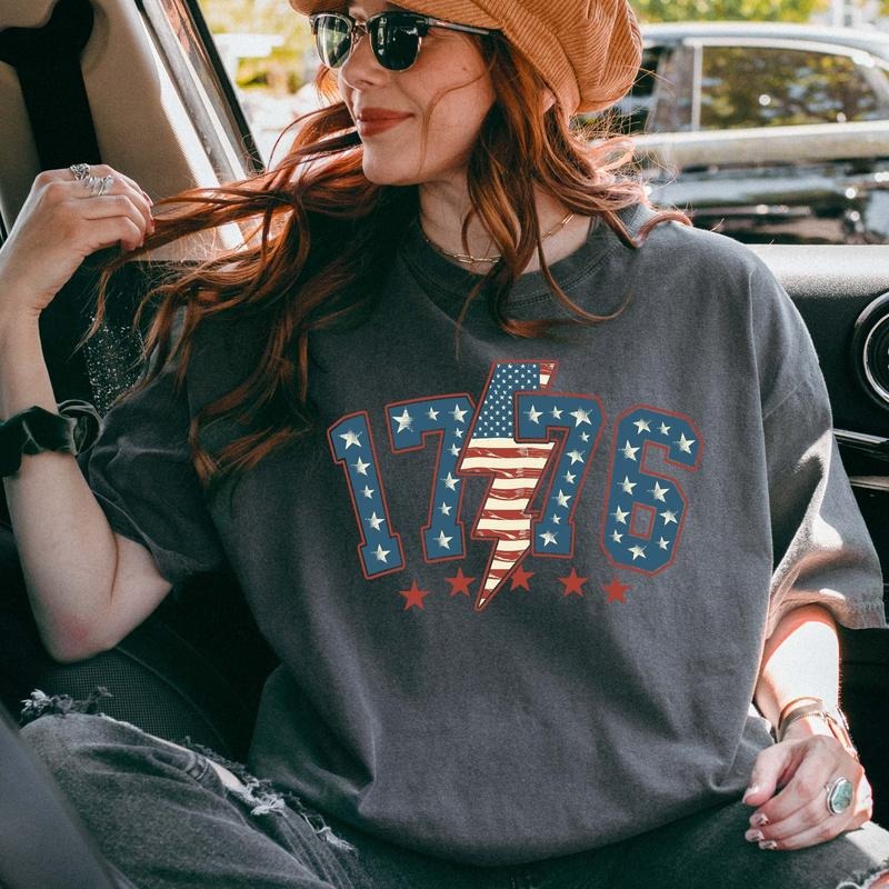 4th July 1776 Shirt USA Flag Shirt Independence Day Shirt Fourth July Woman USA Flag 1776 T-Shirts, Hoodie, Sweatshirt - T-Shirt, Sweatshirt, Hoodie