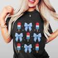4th July Popsicle Coquette Bow Shirt Patriotic Independence Day USA Flag Popsicle Retro 4th July Casual Comfortable Summer Top July 4th Celebration Shirt Red White Blue T-Shirts, Hoodie, Sweatshirt - T-Shirt, Sweatshirt, Hoodie