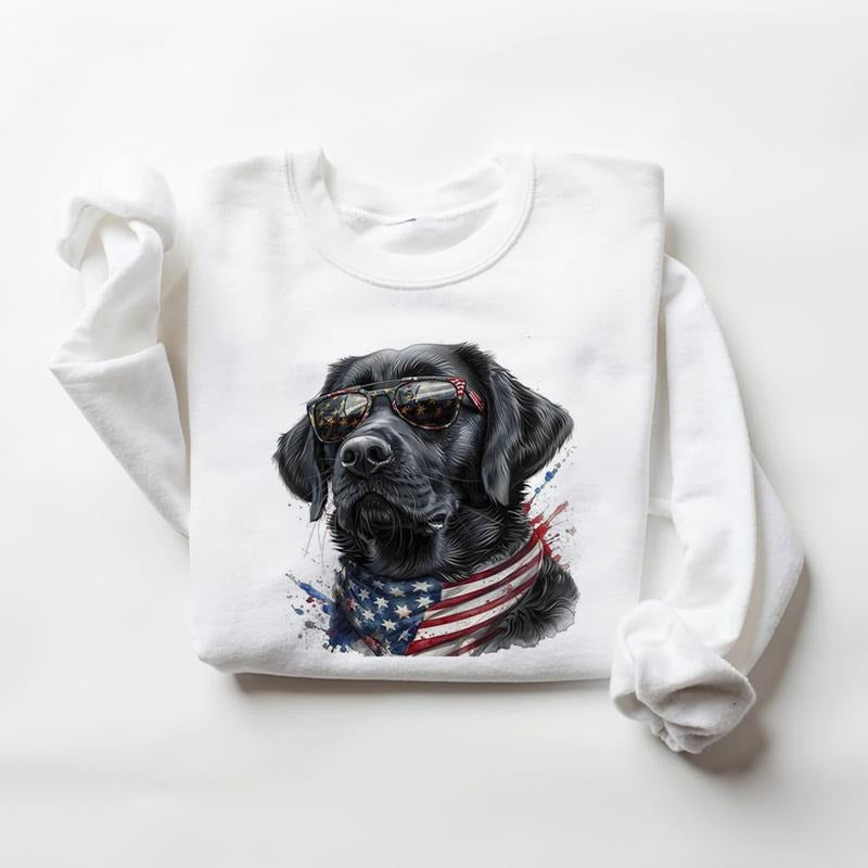 4th July Shirt Black Labradors USA Flag Independence Day Retro National Hunting Day 1 Cotton Menswear T-Shirts, Hoodie, Sweatshirt - T-Shirt, Sweatshirt, Hoodie