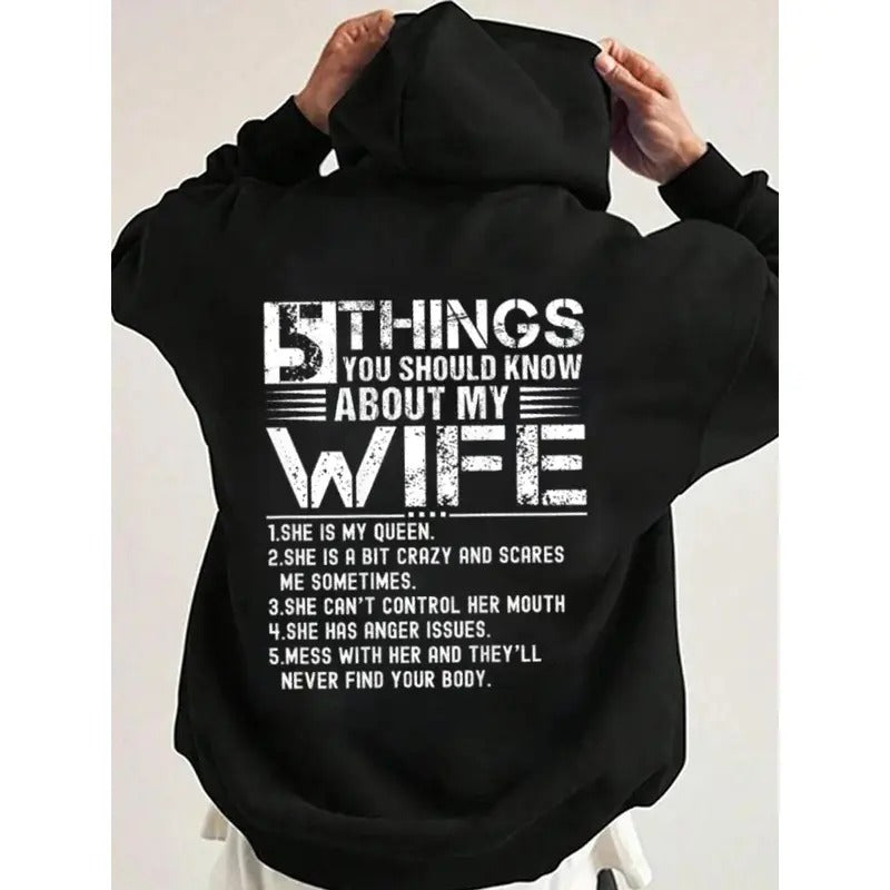 5 Things You Should Know About My Wife Funny Casual Street Fleece Fabric Hooded Perfect T-Shirts, Hoodie, Sweatshirt - T-Shirt, Sweatshirt, Hoodie