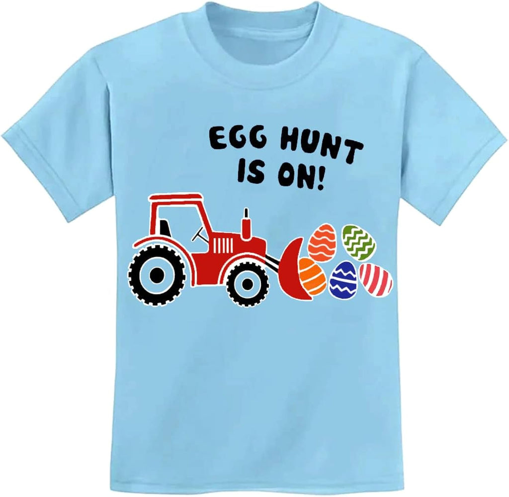 Toddler Boys Easter Shirt Tractor Eggs Hunt T-Shirt Kid Short Sleeve Easter Outfits Excavator Bunny Tee Top - T-Shirt, Sweatshirt, Hoodie