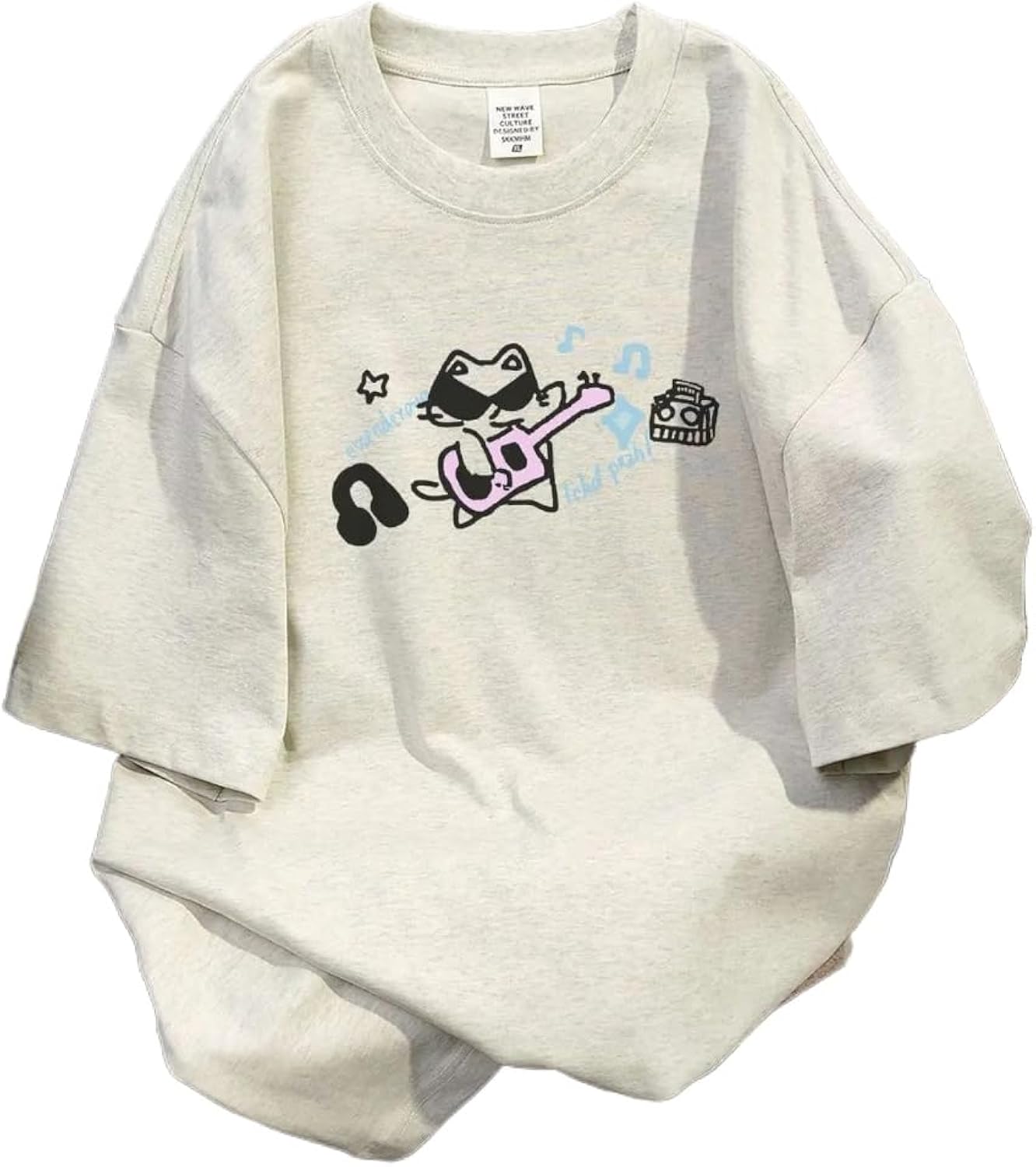 Goth Punk Oversized Tshirts Cute Kawaii Cat Print Baggy Shirts Summer Harajuku Vintage Y2K Tees Top Clothes - T-Shirt, Sweatshirt, Hoodie