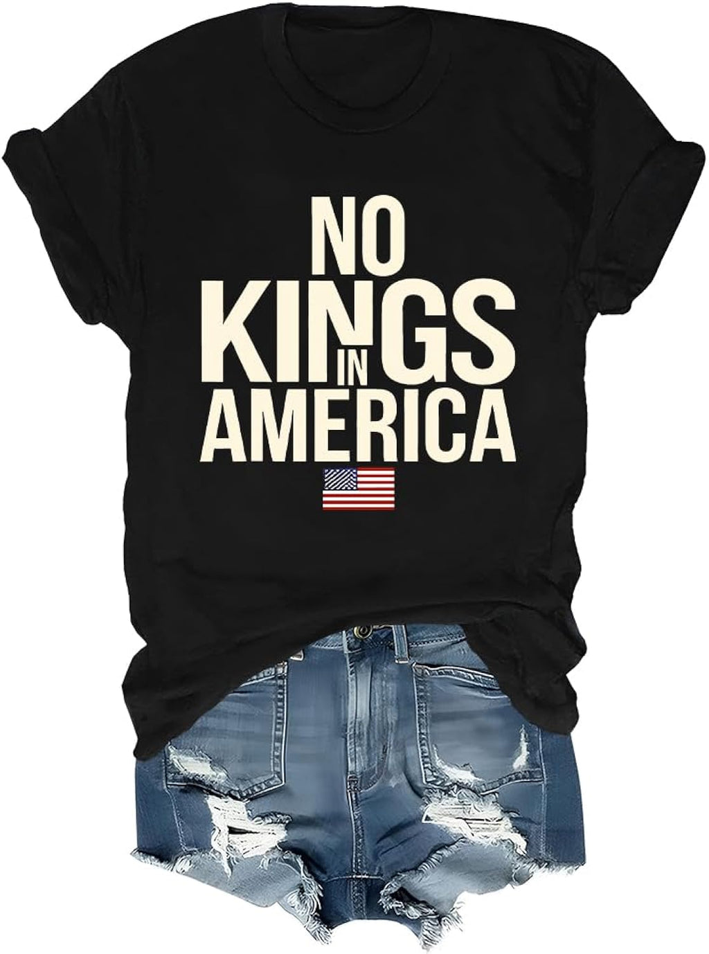 No Kings in America T-Shirt, No Kings in America Shirt, Vintage Flag US Independence T Shirt, 2025 Us Flag Tshirt - T-Shirt, Sweatshirt, Hoodie