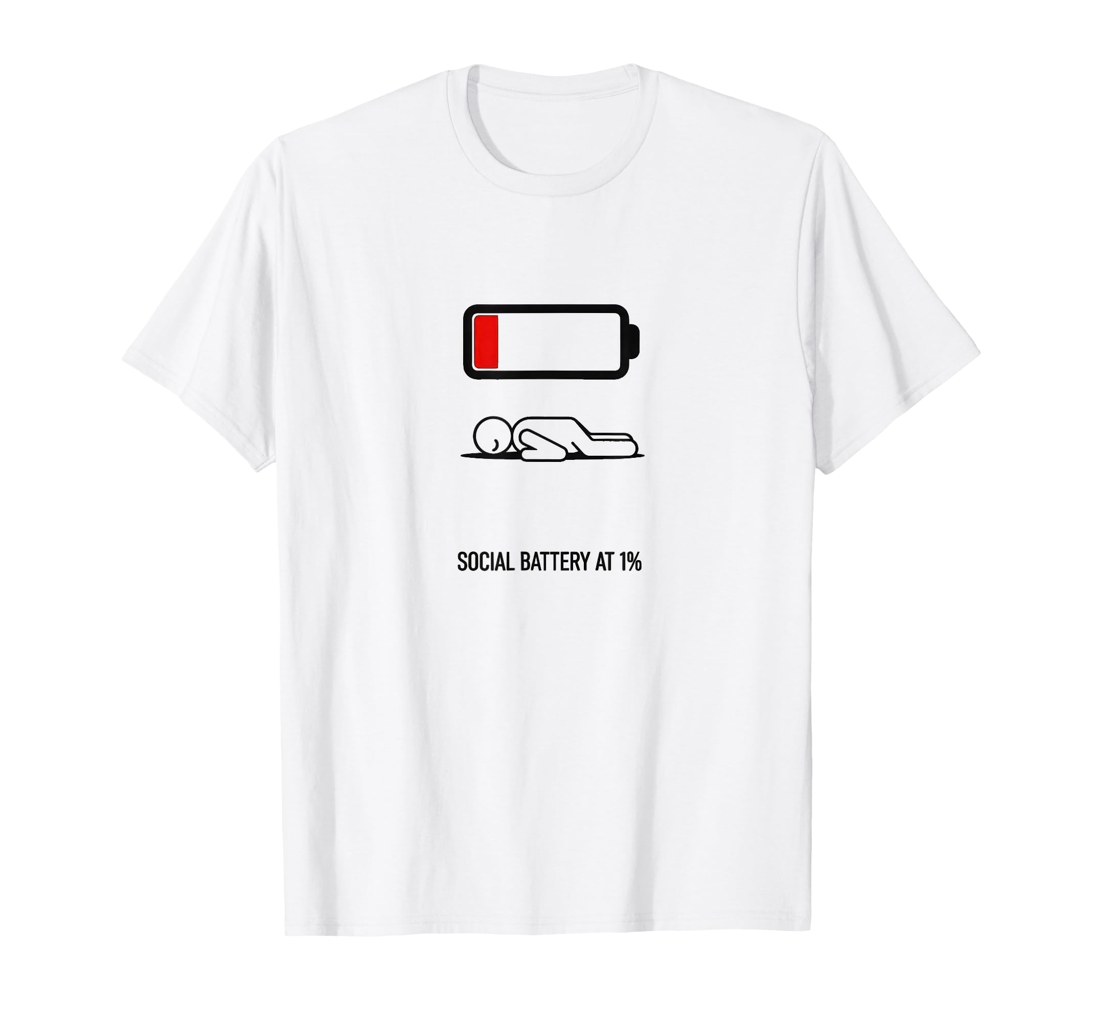 Social Battery 1 Introvert Meme T-Shirt - Custom Art Print Unisex - T-Shirt, Sweatshirt, Hoodie
