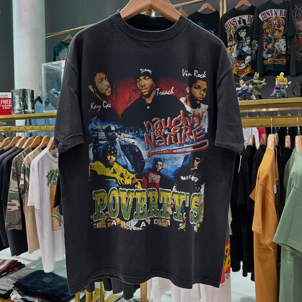 90s NAUGHTY NATURE ' POVERTY'S PARADISE' RARE WASHED BLACK RAP T-Shirts, Hoodie, Sweatshirt - T-Shirt, Sweatshirt, Hoodie