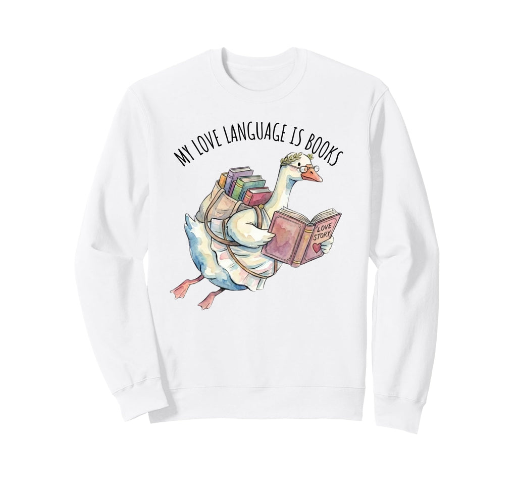 Cupid Goose Bibliophile Valentine Book Sweatshirt - Unique Graphic Unisex - T-Shirt, Sweatshirt, Hoodie