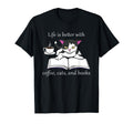 Cat Reading Book Cozy Coffee T-Shirt - Casual Everyday Wear for Adults - T-Shirt, Sweatshirt, Hoodie