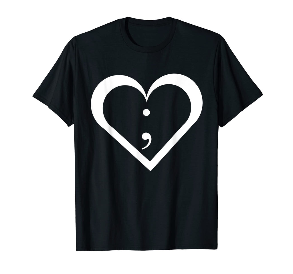 Semicolon Heart Mental Health Awareness T-Shirt - Novelty Apparel Unisex - T-Shirt, Sweatshirt, Hoodie