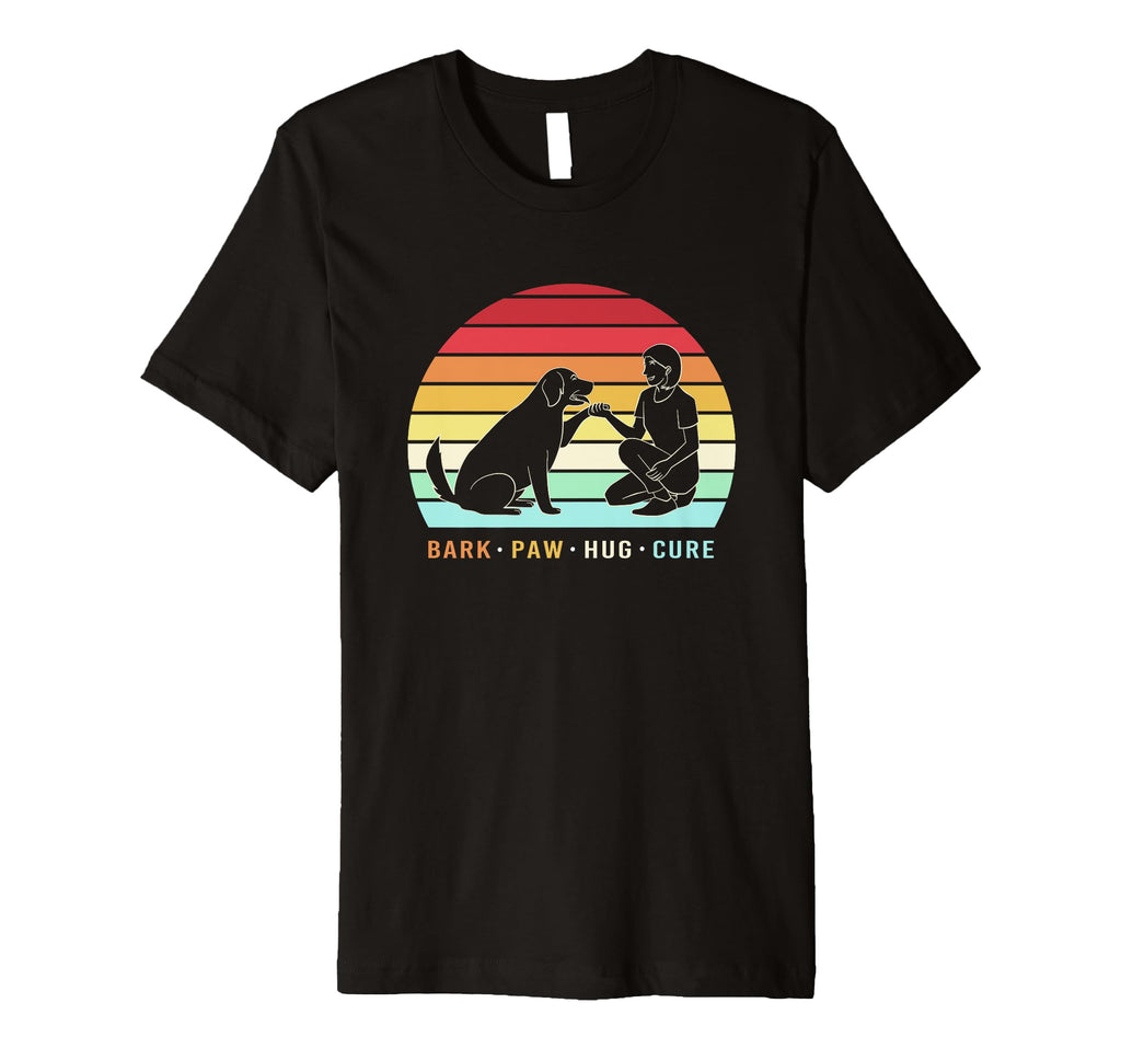 Dog Mom Silhouette Bark Paw Hug T-Shirt - Custom Art Print Men Women - T-Shirt, Sweatshirt, Hoodie