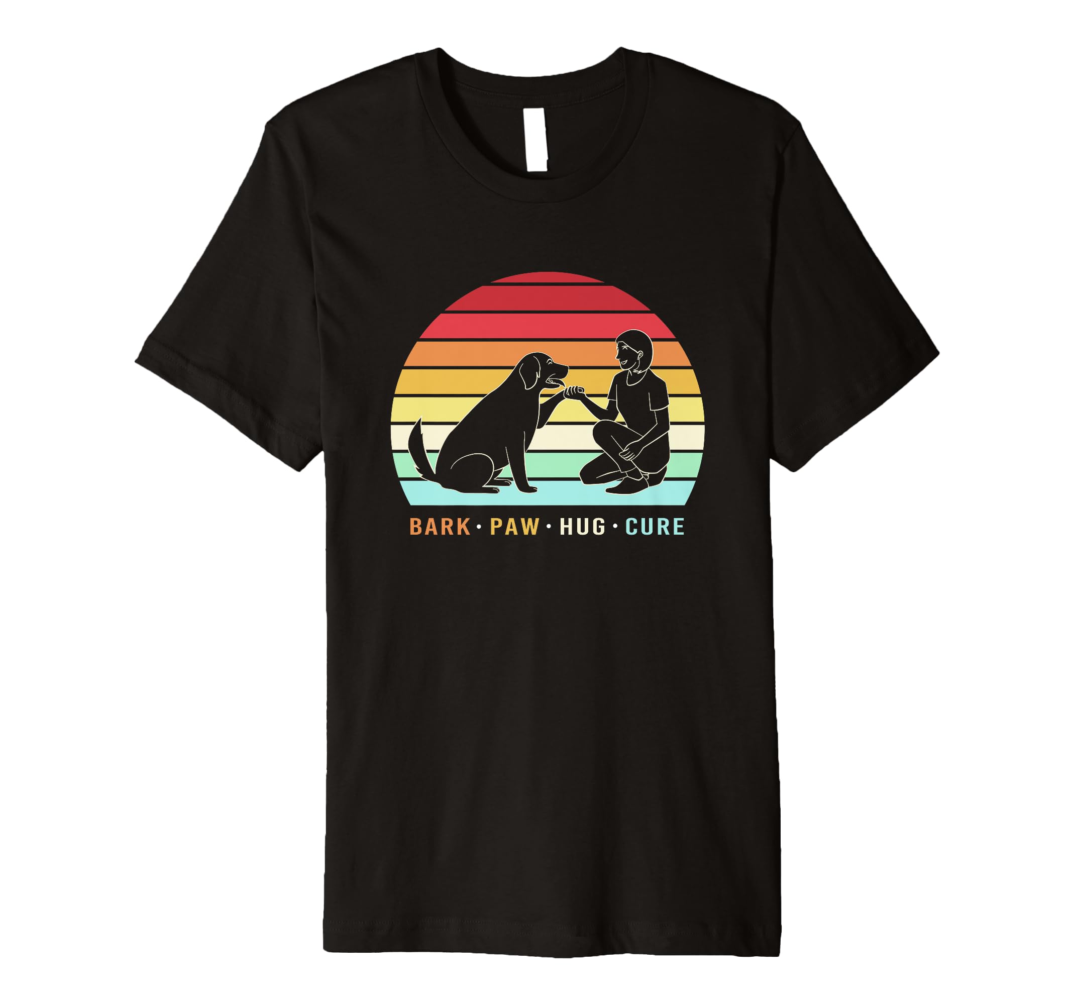 Dog Mom Silhouette Bark Paw Hug T-Shirt - Custom Art Print Men Women - T-Shirt, Sweatshirt, Hoodie