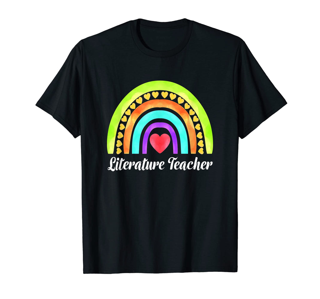 Literature Teacher Hearts Rainbows T-Shirt - Casual Everyday Wear Unisex - T-Shirt, Sweatshirt, Hoodie