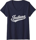 Women's Indiana State Pride Distressed, Indiana 80s 90s Vintage V-Neck T-Shirt Unisex T-shirt, Sweatshirt, Hoodie, Long Sleeve Tee - T-Shirt, Sweatshirt, Hoodie