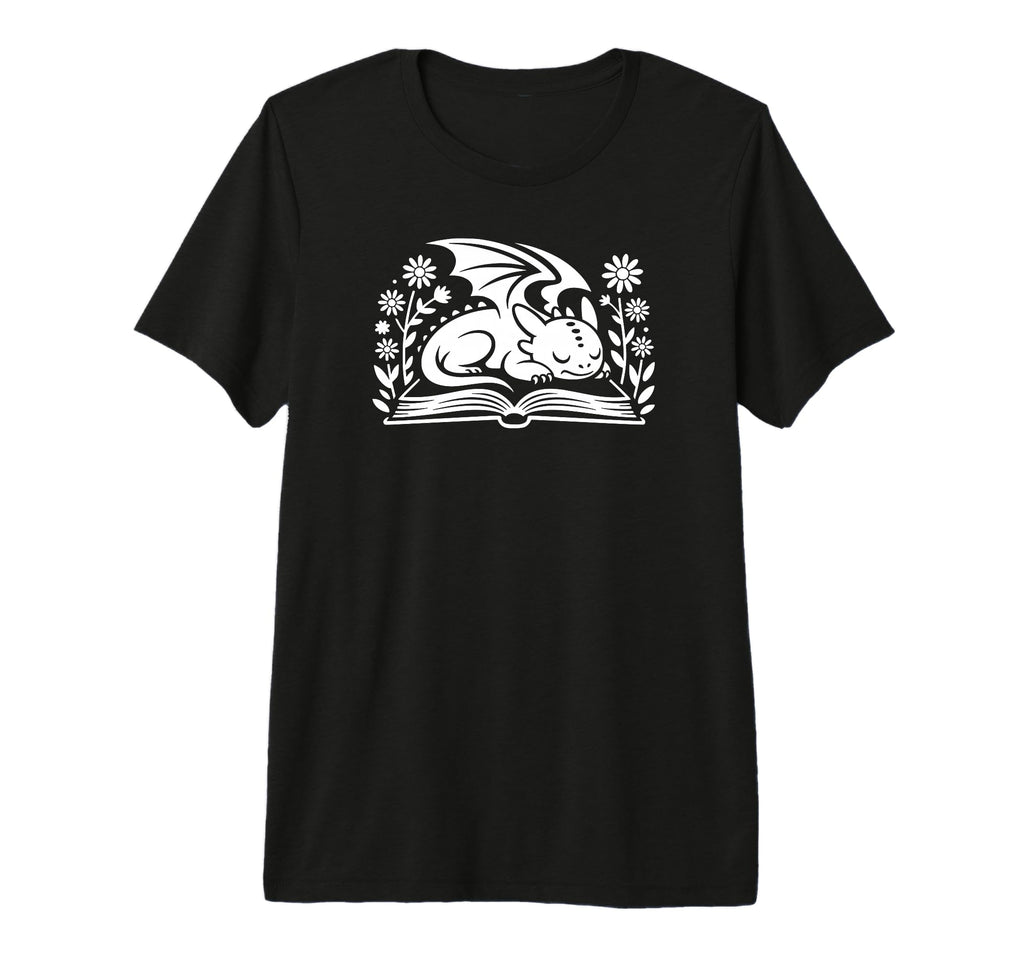 Dragon Reading Book Tri Blend T-Shirt - Aesthetic Graphic for Adults - T-Shirt, Sweatshirt, Hoodie