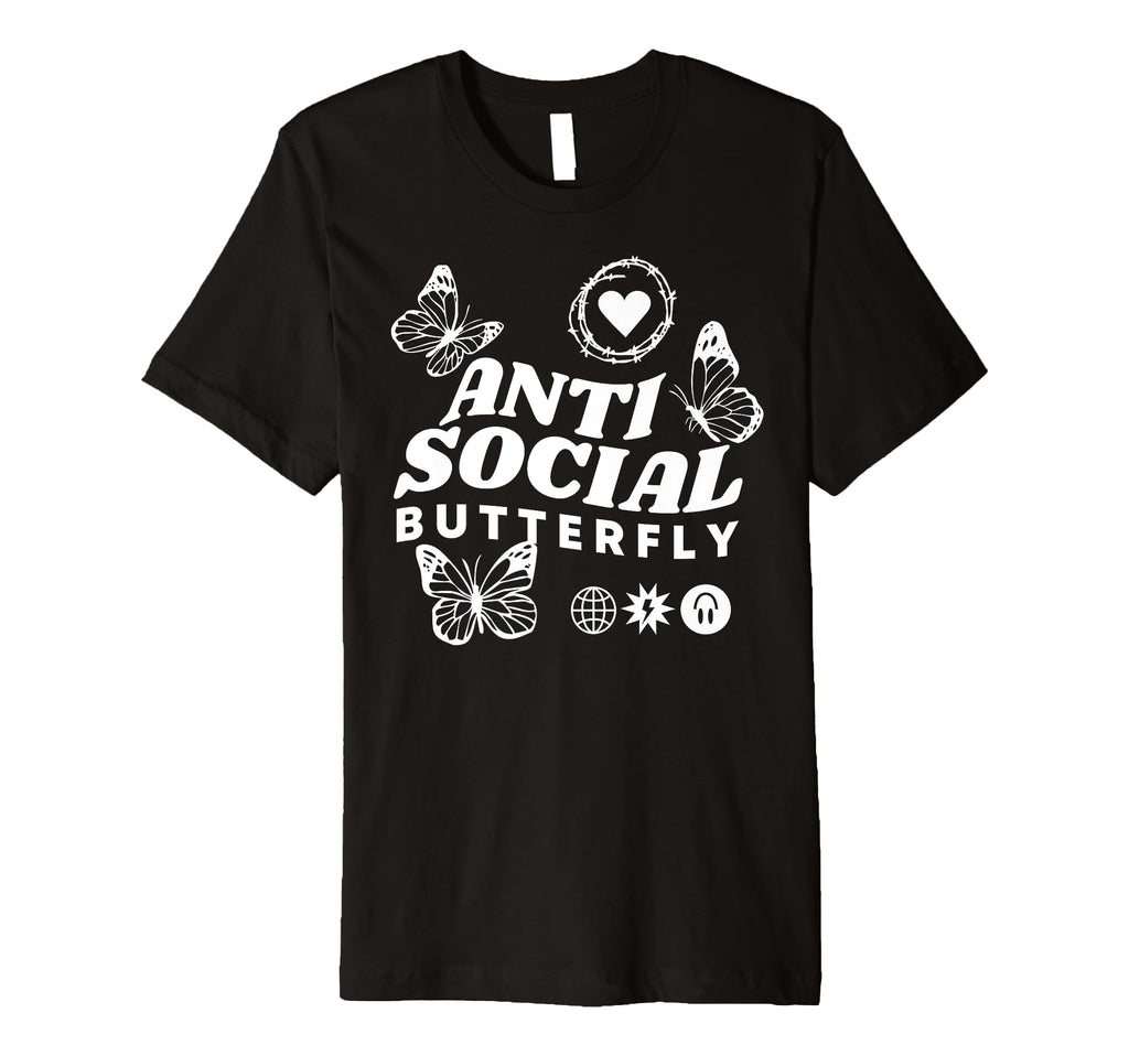 Anti Social Butterfly Introvert Trendy T-Shirt - Unique Graphic Men Women - T-Shirt, Sweatshirt, Hoodie