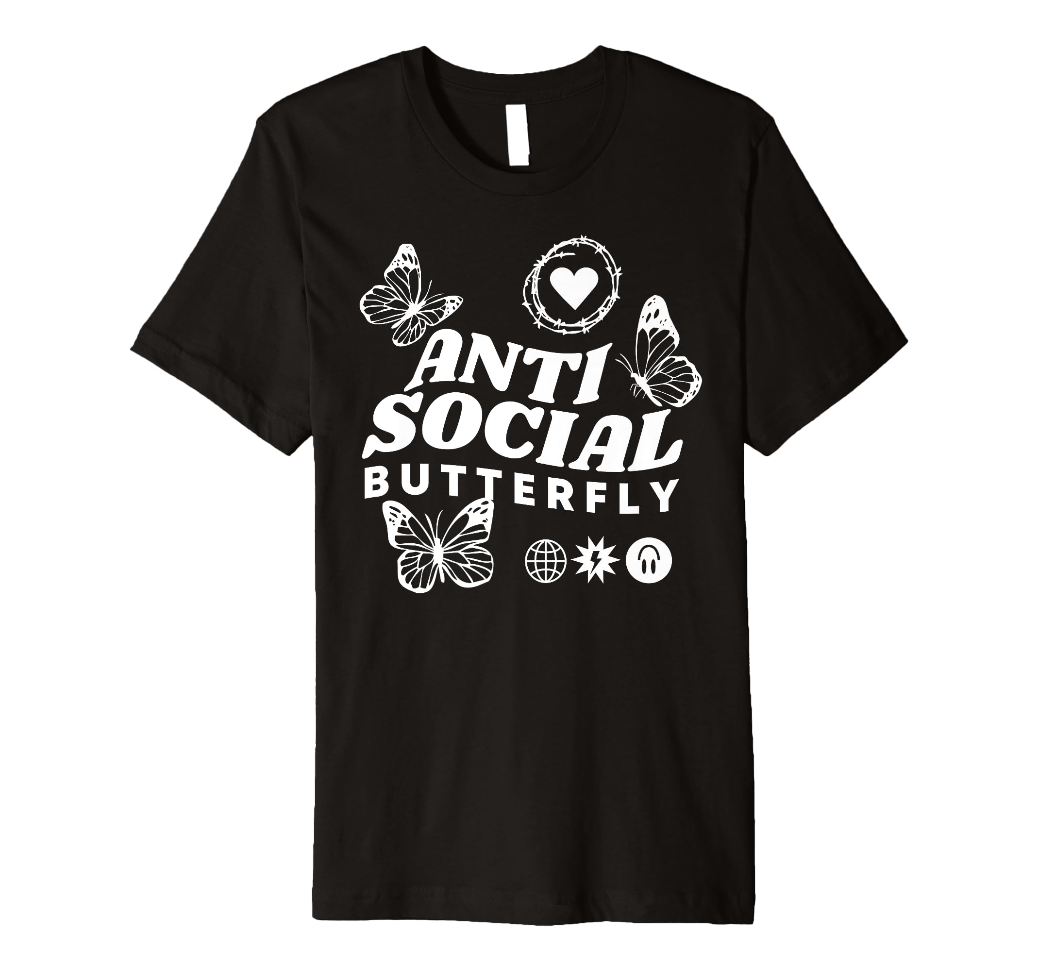Anti Social Butterfly Introvert Trendy T-Shirt - Unique Graphic Men Women - T-Shirt, Sweatshirt, Hoodie