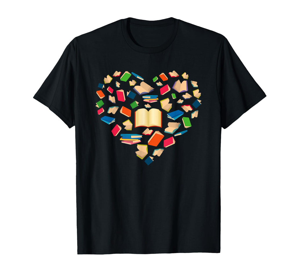 Book Lover Heart Shape Reading Librarian T-Shirt - Graphic Print Unisex - T-Shirt, Sweatshirt, Hoodie
