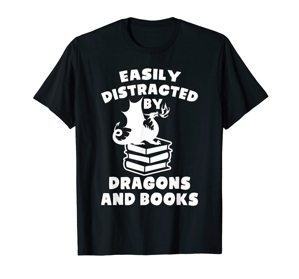 Easily Distracted Dragons And Books T-Shirt - Aesthetic Graphic for Adults - T-Shirt, Sweatshirt, Hoodie