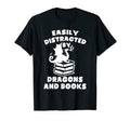 Easily Distracted Dragons And Books T-Shirt - Aesthetic Graphic for Adults - T-Shirt, Sweatshirt, Hoodie