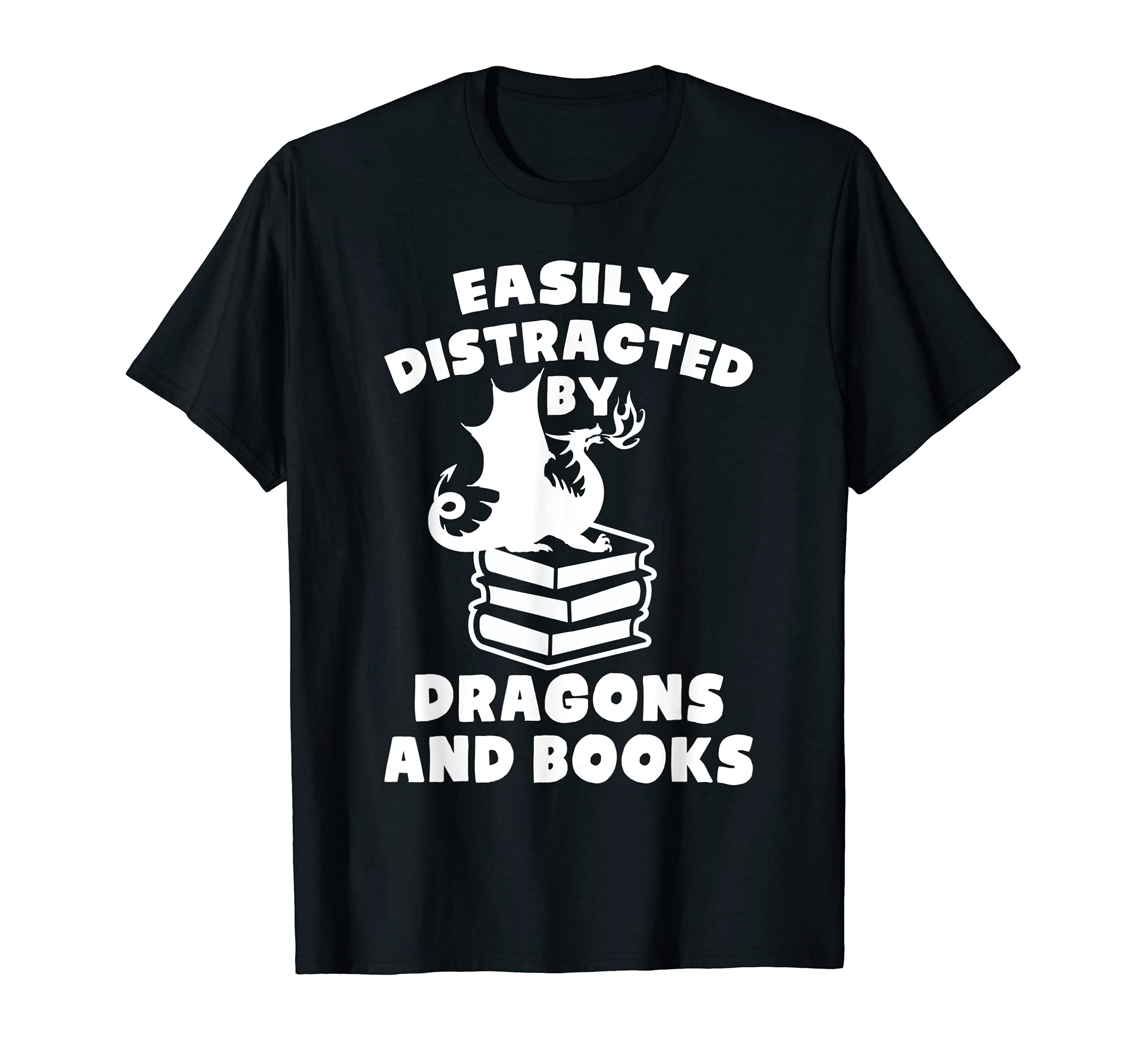 Easily Distracted Dragons And Books T-Shirt - Aesthetic Graphic for Adults - T-Shirt, Sweatshirt, Hoodie