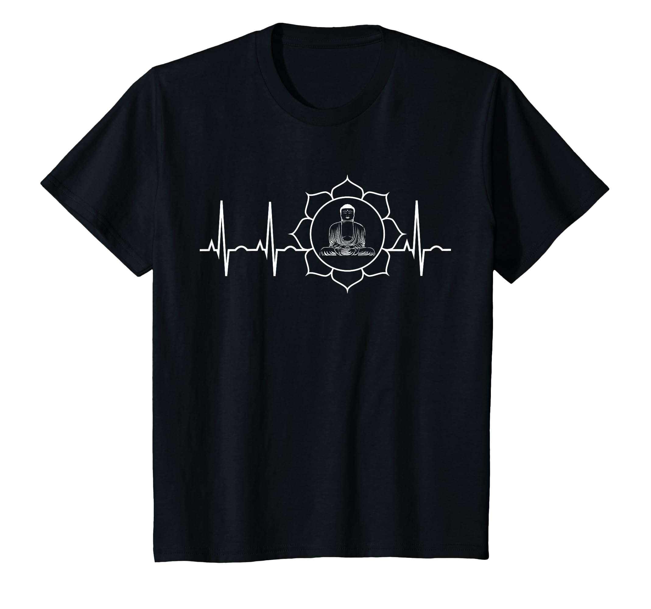 Buddhist Meditation Buddha Heartbeat T-Shirt - Minimalist Print for Adults - T-Shirt, Sweatshirt, Hoodie