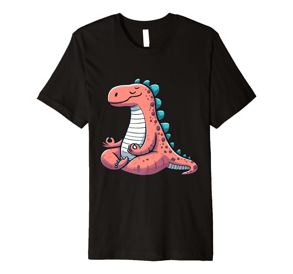 Meditation Dinosaur Yoga Pose Relaxing T-Shirt - Unique Graphic Unisex - T-Shirt, Sweatshirt, Hoodie