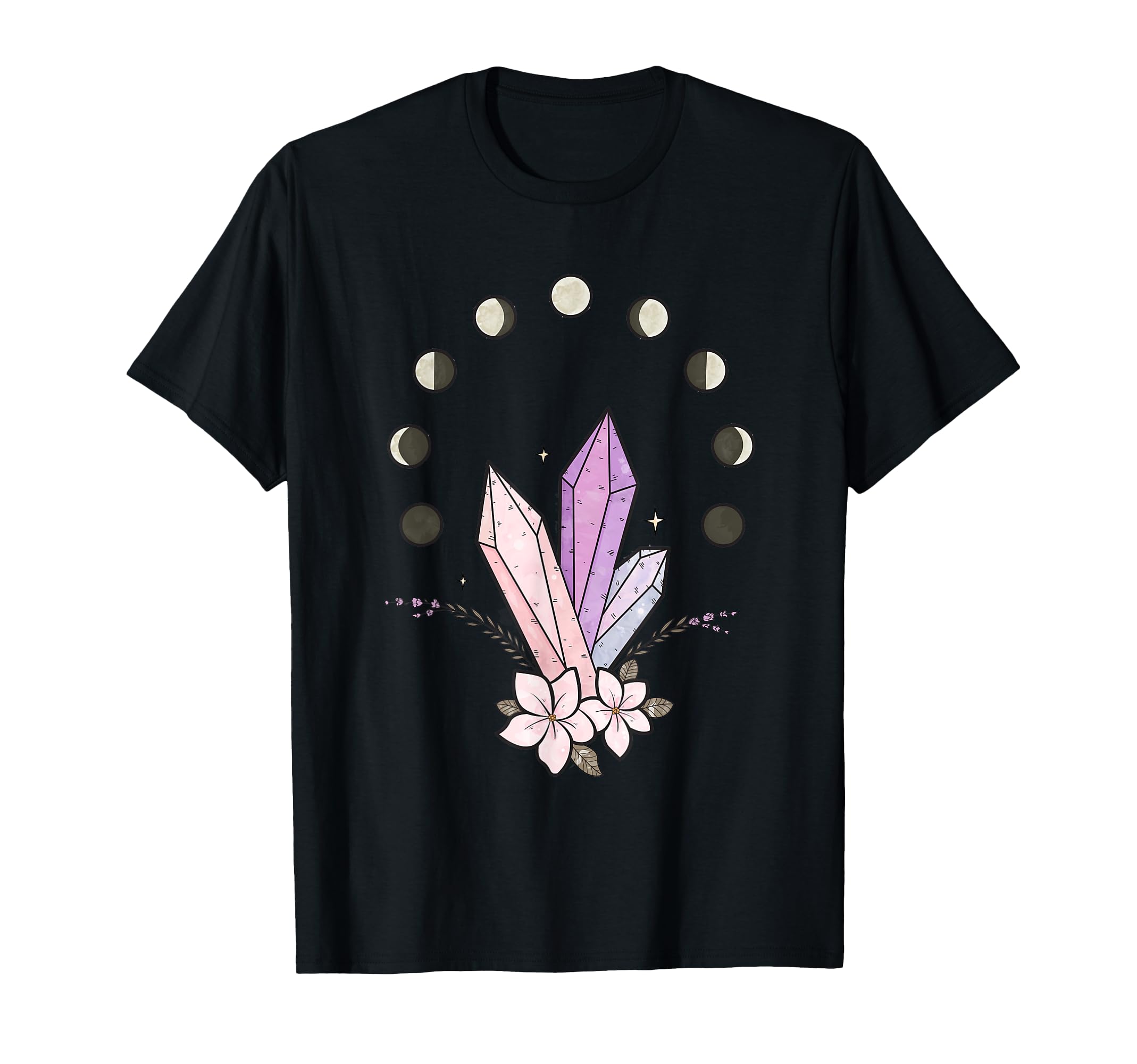 Healing Crystals Good Energy Moon Phases T-Shirt - Unique Graphic Men Women - T-Shirt, Sweatshirt, Hoodie