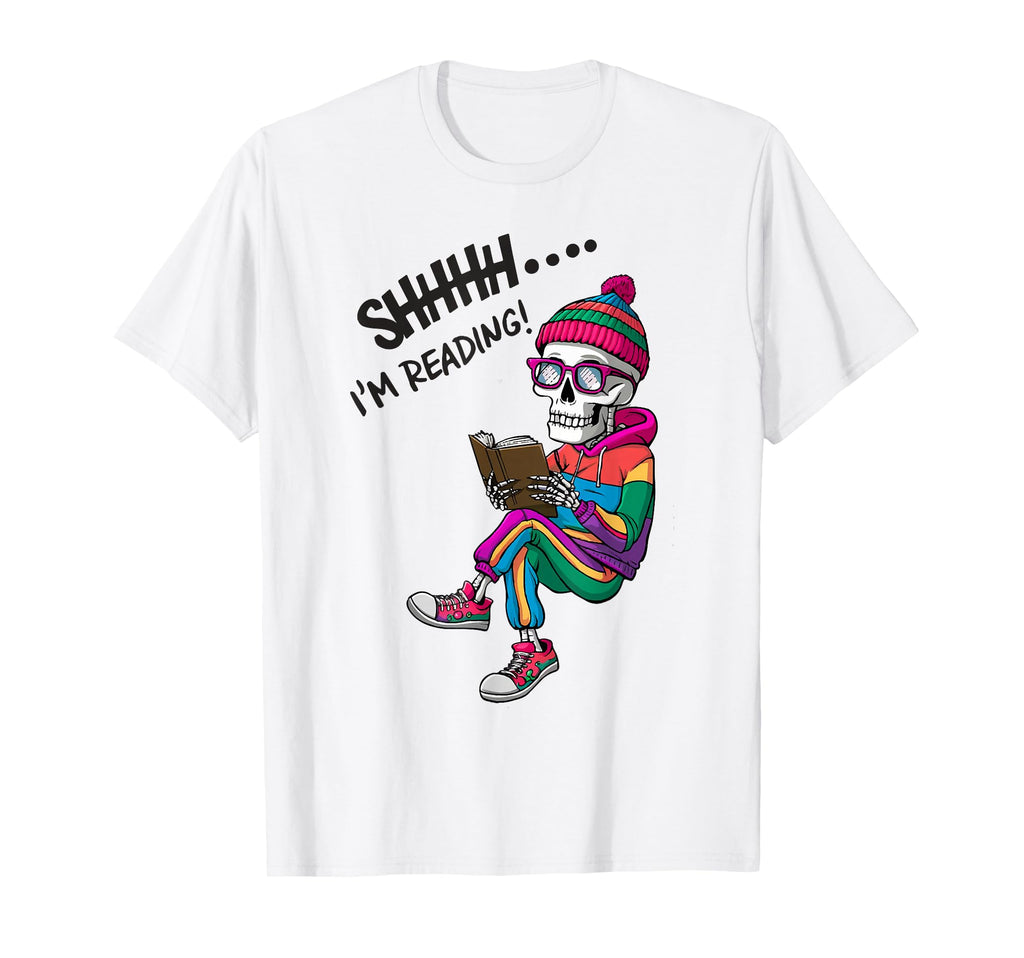 Bookworm Skeleton Reading Book Bookish T-Shirt - Aesthetic Graphic Unisex - T-Shirt, Sweatshirt, Hoodie