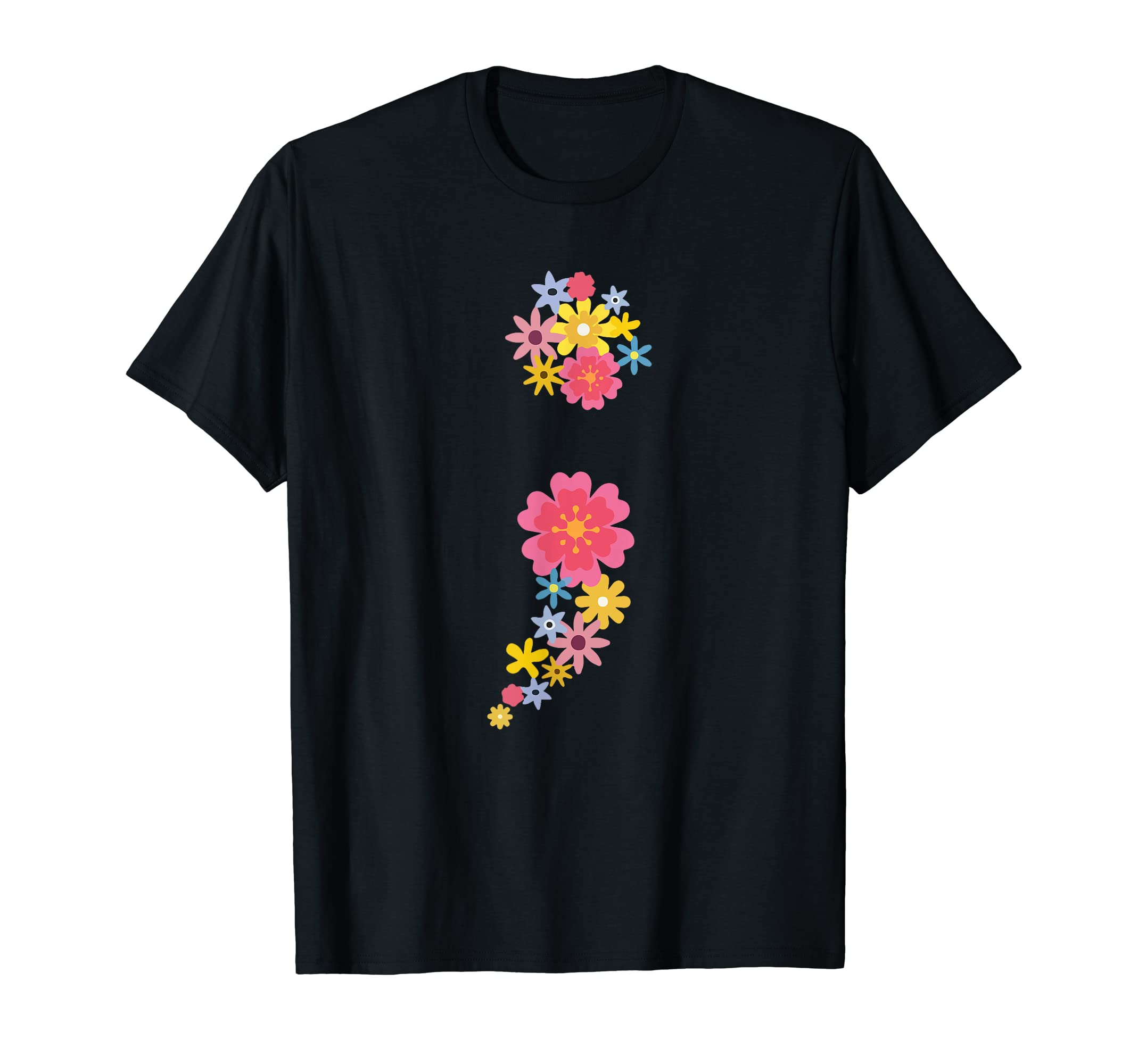 Semicolon Flower Mental Health T-Shirt - Unique Graphic for Adults - T-Shirt, Sweatshirt, Hoodie