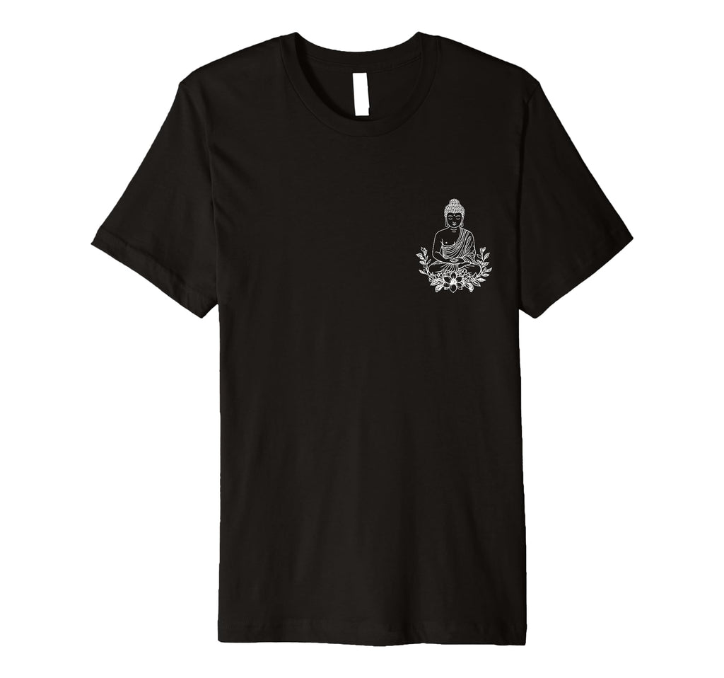 Floral Buddha Pocket Meditation T-Shirt - Fun Novelty Design for Adults - T-Shirt, Sweatshirt, Hoodie