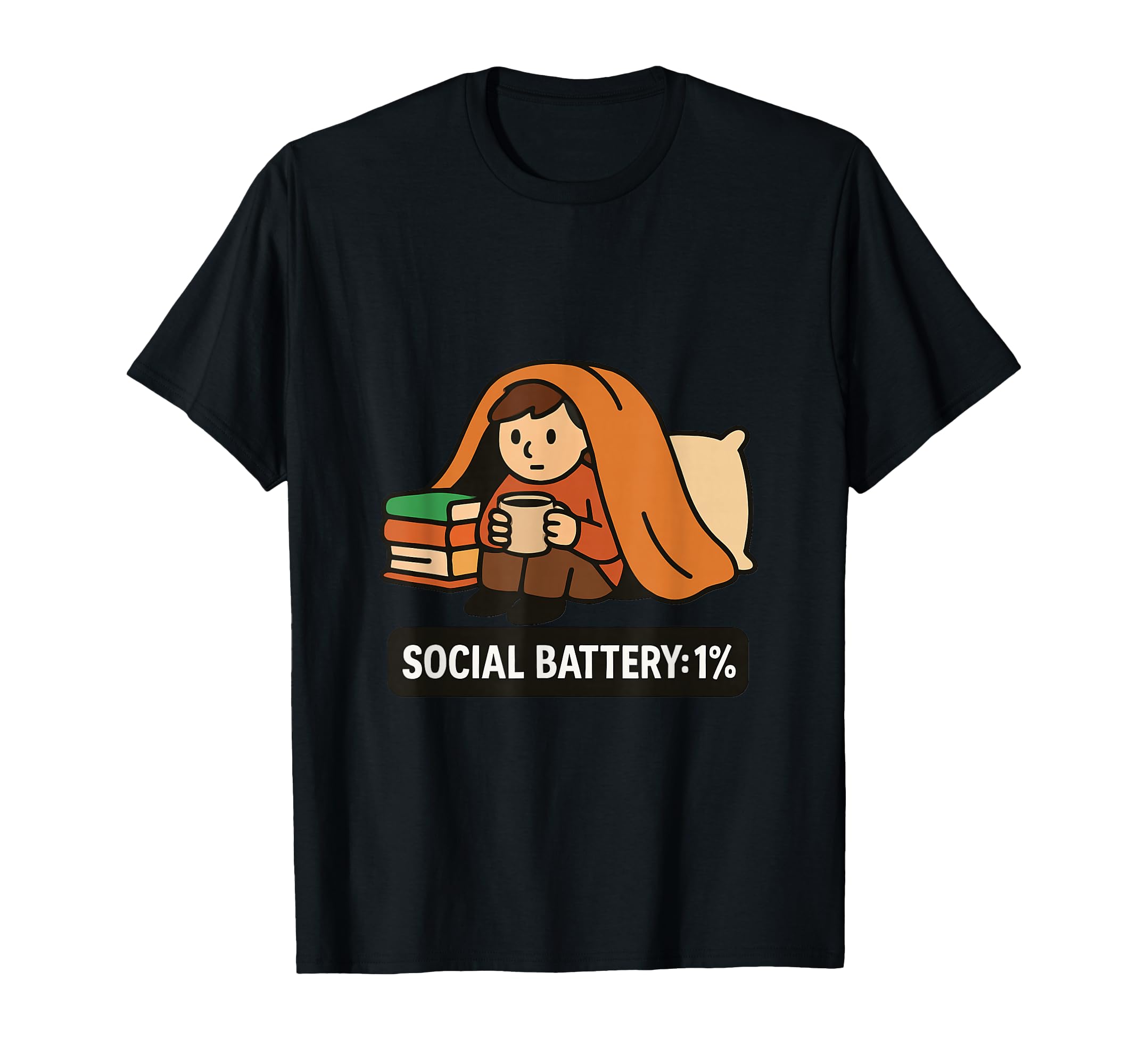 Social Battery 1 Funny Introvert Coffee T-Shirt - Minimalist Print Unisex - T-Shirt, Sweatshirt, Hoodie