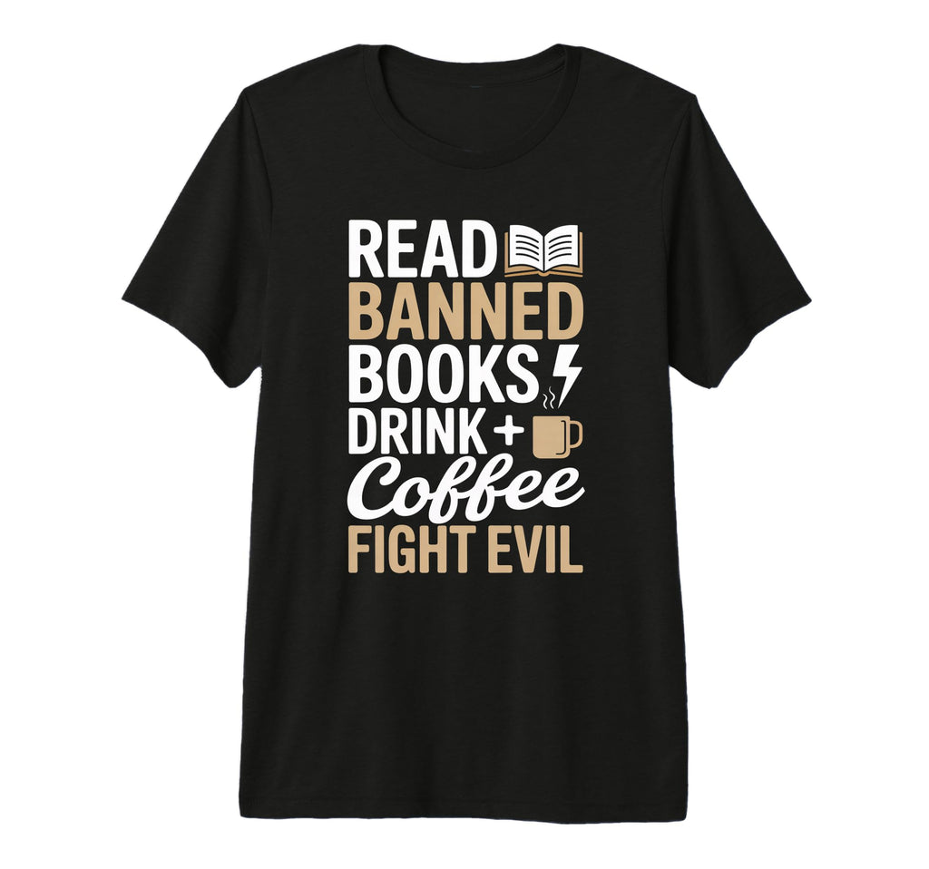 Read Banned Books Drink Coffee T-Shirt - Casual Everyday Wear Men Women - T-Shirt, Sweatshirt, Hoodie