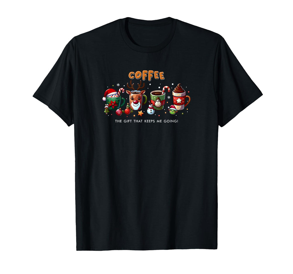 Coffee Keeps Me Going Santa Claus Mug T-Shirt - Unique Graphic Men Women - T-Shirt, Sweatshirt, Hoodie