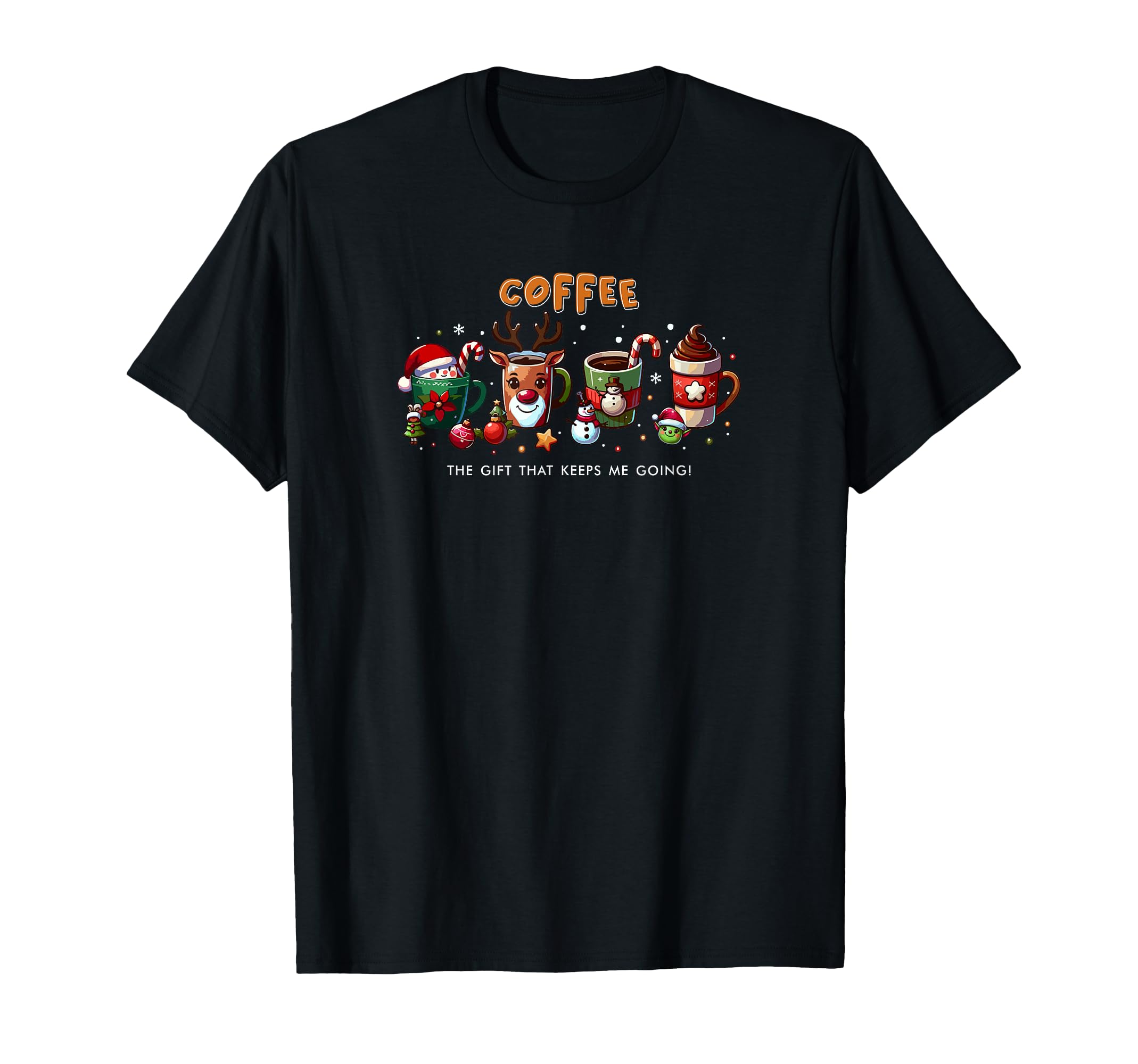 Coffee Keeps Me Going Santa Claus Mug T-Shirt - Unique Graphic Men Women - T-Shirt, Sweatshirt, Hoodie
