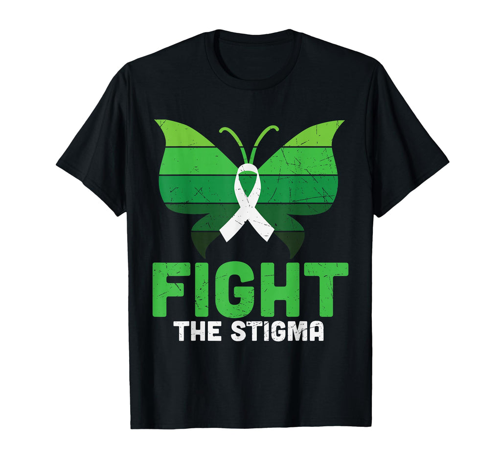 Fight Stigma Butterfly Green T-Shirt - Fun Novelty Design for Adults - T-Shirt, Sweatshirt, Hoodie