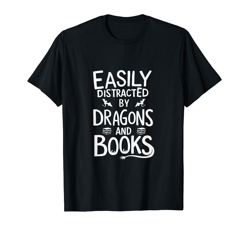 Easily Distracted Dragons And Books T-Shirt - Graphic Print for Adults - T-Shirt, Sweatshirt, Hoodie