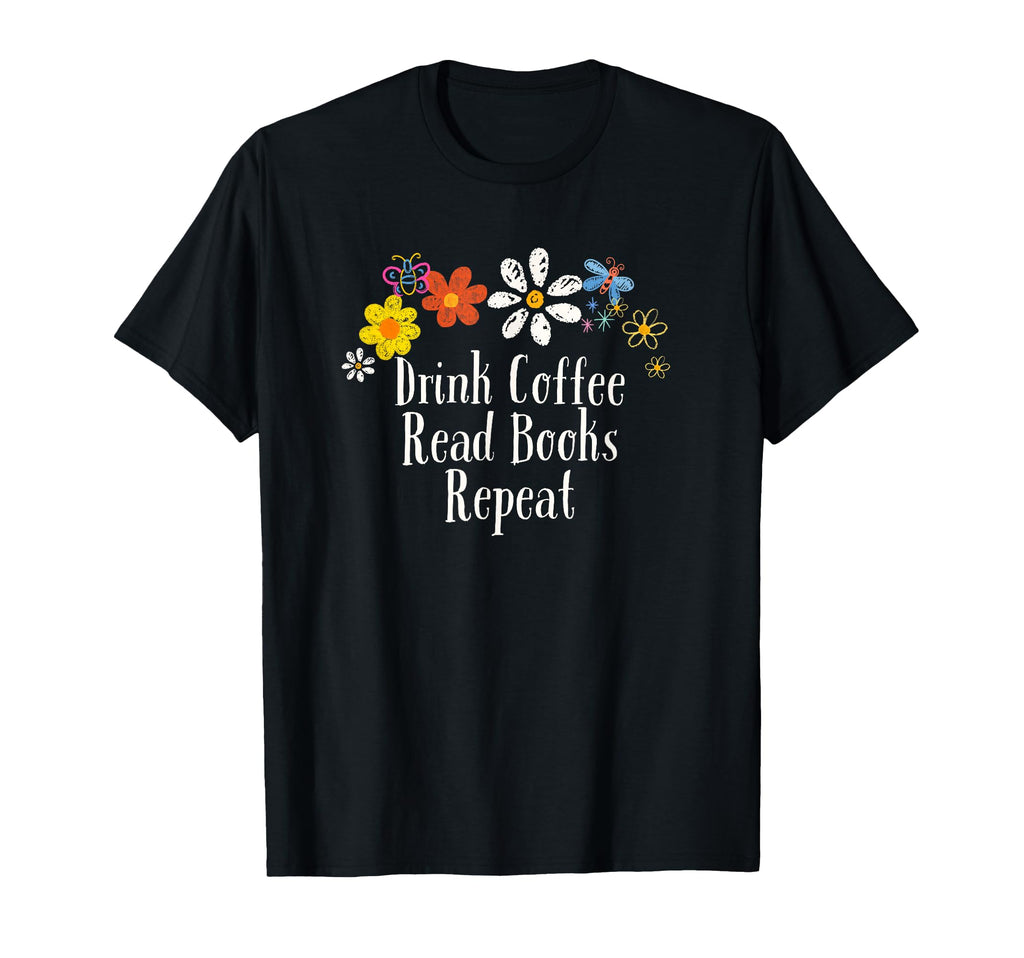 Flowers Drawing Drink Coffee Read Books T-Shirt - Unique Graphic Men Women - T-Shirt, Sweatshirt, Hoodie