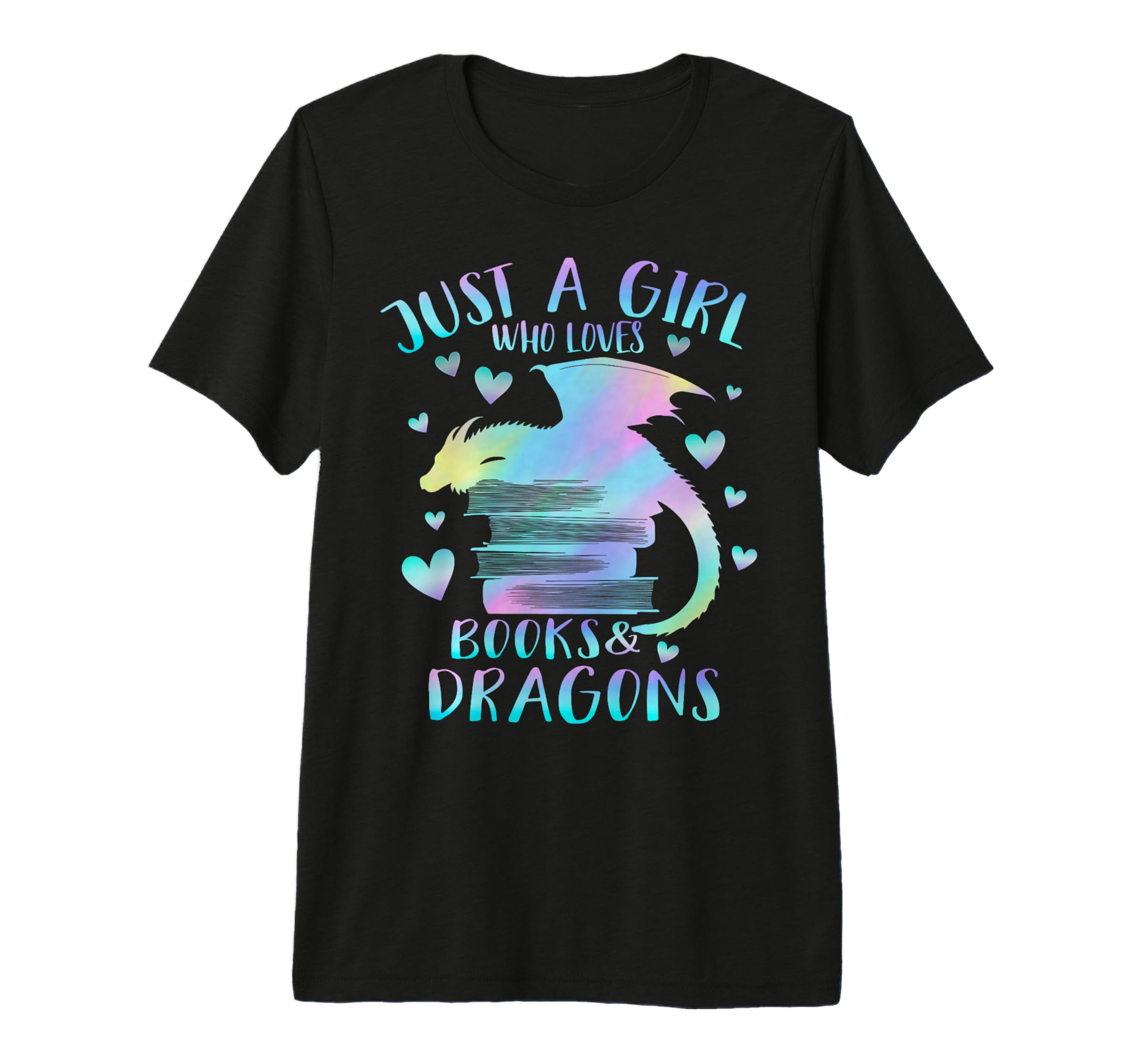 Just Who Loves Books And Dragons Pastel T-Shirt - Graphic Print Men Women - T-Shirt, Sweatshirt, Hoodie